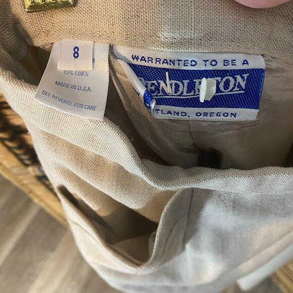 Pendleton Linen Blend Pencil Skirt Beige Size 8 Made in USA vintage - Picture 5 of 7